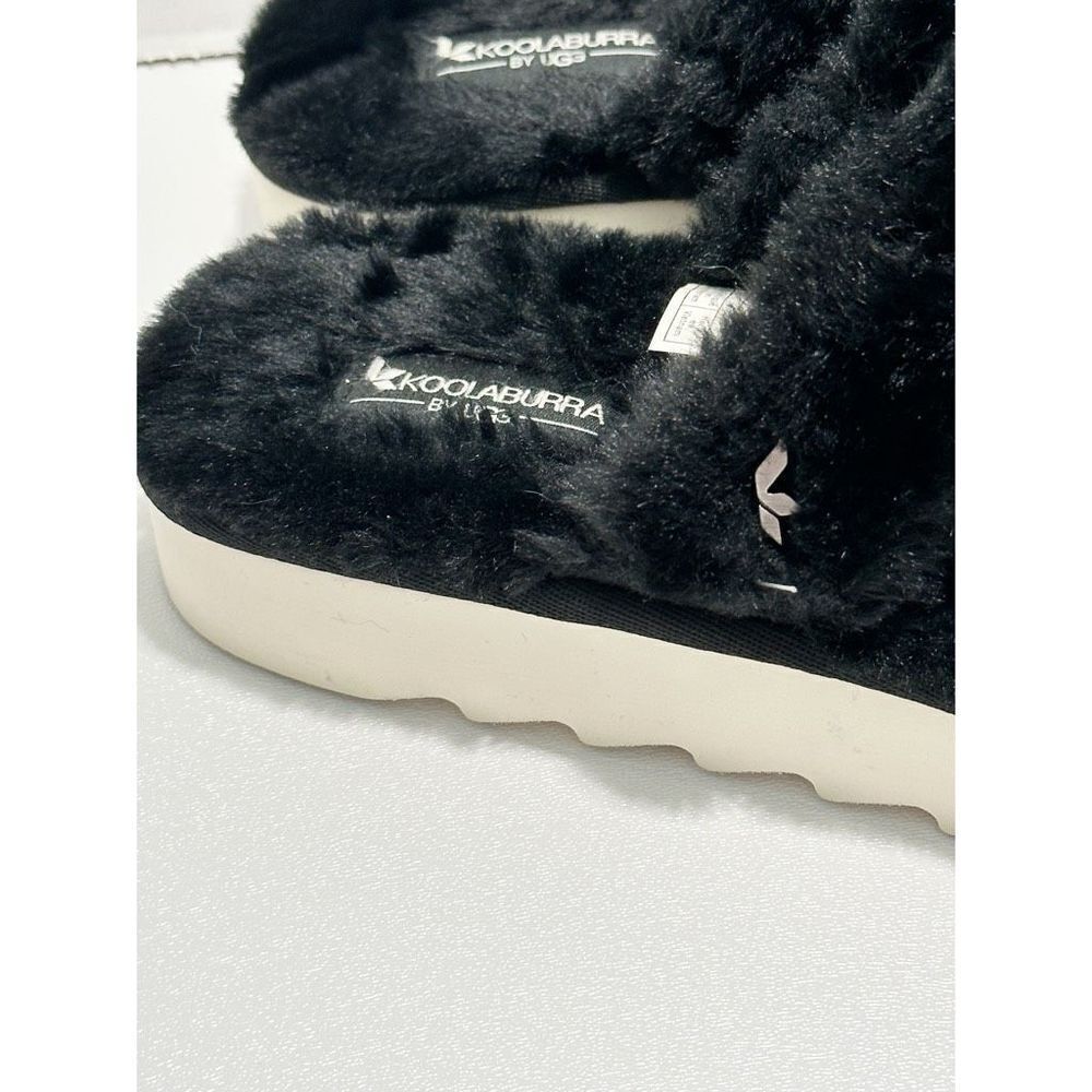 Koolaburra Fuzz-On Faux Fur Sandal Slippers Slide On Black White Women’s Size 12 - Picture 2 of 13
